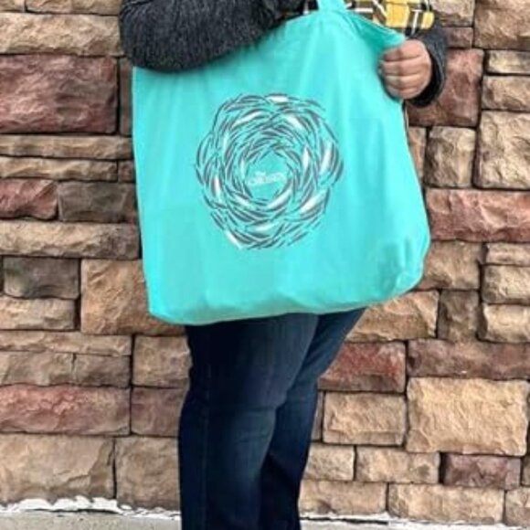 NWT The Chosen Cotton Tote Beach Grocery Book Travel Shoulder Bag Teal Gray MINT - Picture 4 of 10
